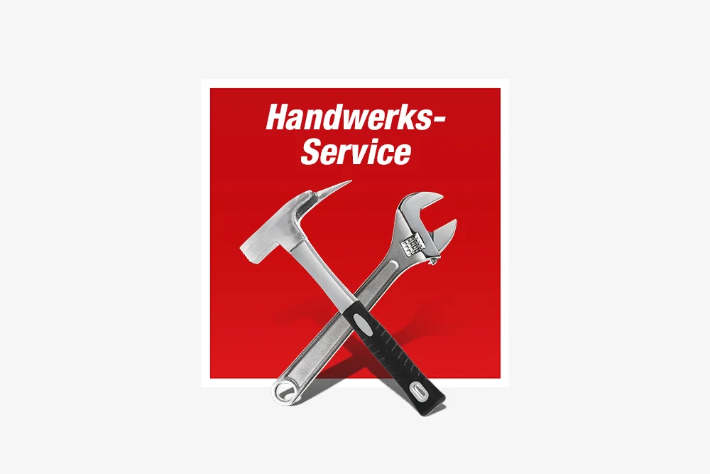 Hammer und Schraubenschlüssel mit dem Schriftzug: Handwerksservice